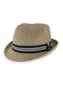 Belfry Herren Damen Sommer Stroh Trilby Fedora Hut in blau hellbraun schwarz Luz Tan LRG  - Bild 1 von 6