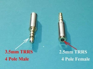 Audio 3,5 mm TRRS Stecker auf 2,5 mm TRRS Buchse AUX Stereo Mikro TRRS Adapter - Bild 1 von 1