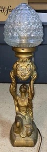 ANTIQUE Art Deco Figural Woman Lamp End Of Day Glass Globe - Picture 1 of 4