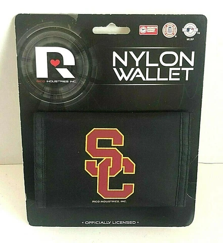 USC Trojans SC Nylon Tri-fold Vinyl Wallet NCAA Black Cover