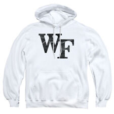 WFU Adult Pullover Hoodie Distressed Primary Logo, White, S-3XL