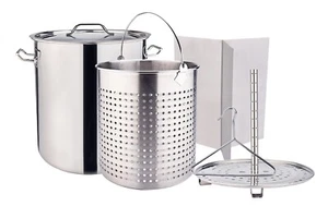 Stainless Steel 32-100QT Turkey Fryer Crawfish Boil Pot Seafood Boil Stock Pot - Picture 1 of 15