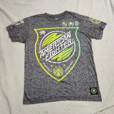 American Fighter Hombre Talla XLarge Gris Neón Amarillo Verde Logo Foto 1 de 4