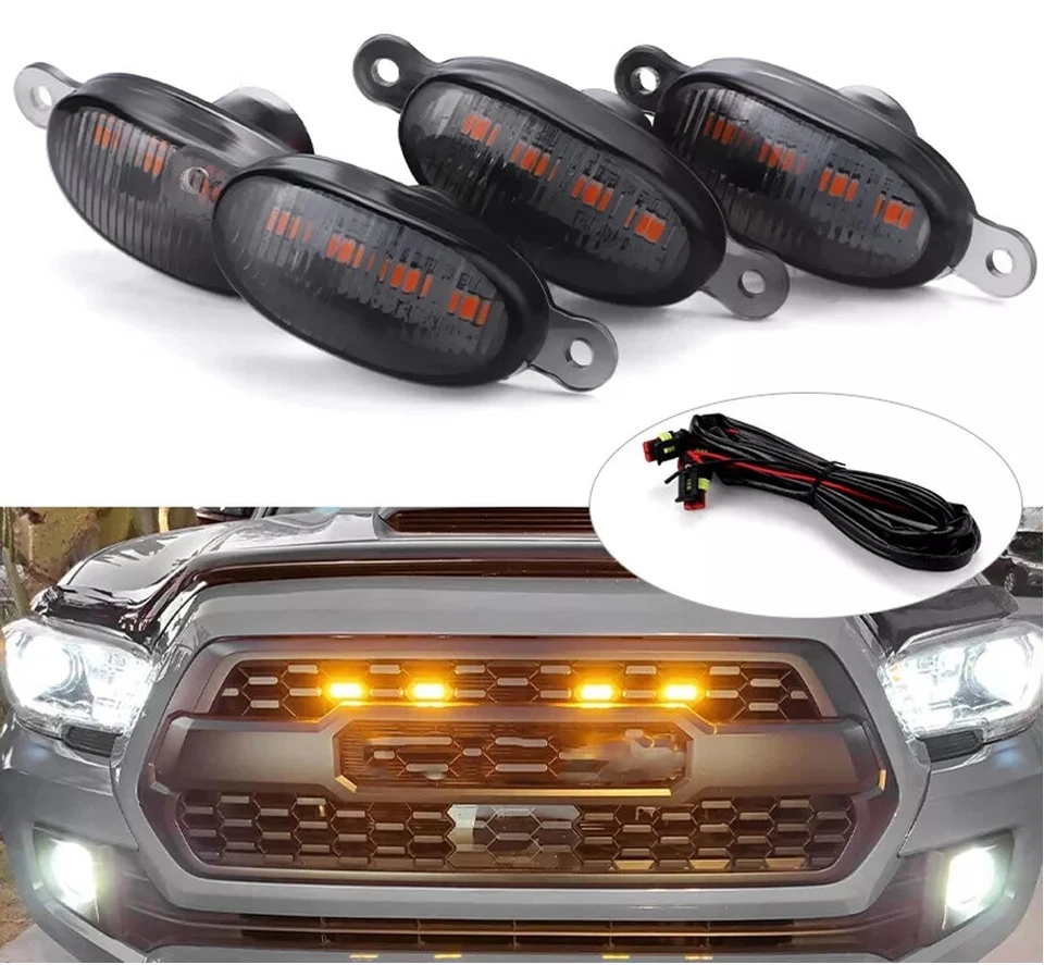 Universal LED Front Grille Lights Amber Lighting For Raptor Style Car Grid Decor - Image 1 of 4