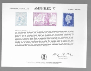 USPS Souvenir Card - AMPHILEX 77 Amsterdam Nederland 5/26 5/6 77 - Picture 1 of 2
