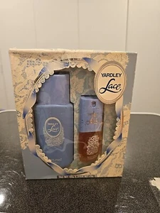 Vintage Yardley Lace Perfume & Talc Set New in Box England London Stamped 1984 - Picture 1 of 13