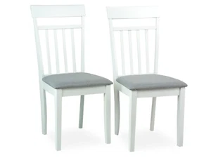 Dining Kitchen Set of 2 Chair Warm Solid Wood in White Finish - Picture 1 of 7