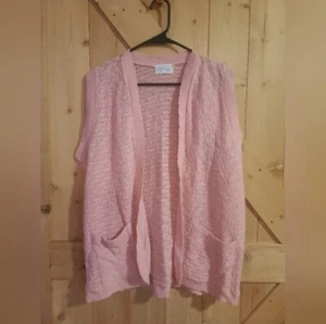 Vintage Orlon Acrylic Open Front Sleeveless Womens Cardigan Size LARGE  - Picture 1 of 7