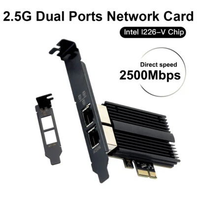 RJ45 PCIE Network Adapter Intel I226 Chip 2.5G Gigabit Ethernet Gaming Server PC - Image 1 of 4