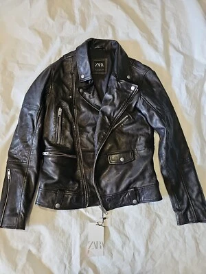 CHAQUETA MOTERA MOTO MOTO MOTO CUERO OVEJA NEGRA NUEVA ZARA S PEQUEÑA 38 Foto 1 de 4