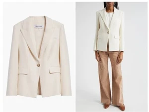NEW VERONICA BEARD Reagan Cotton Blend Dickey Jacket Ivory 4-10 - Picture 1 of 6