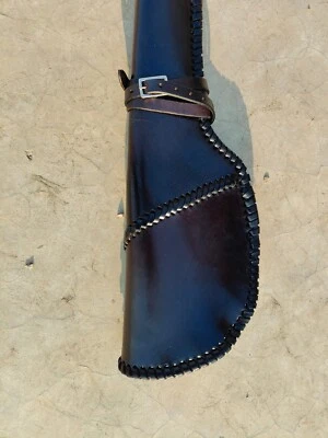 Leather Rifle Scabbard with Fur Lining & Adjustable Strap for Lever Action - Image 1 of 3