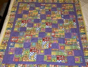Vintage Patchwork Kids baby Quilt Retro Handmade Nursery Bedding Animals 43”x37” - Picture 1 of 8