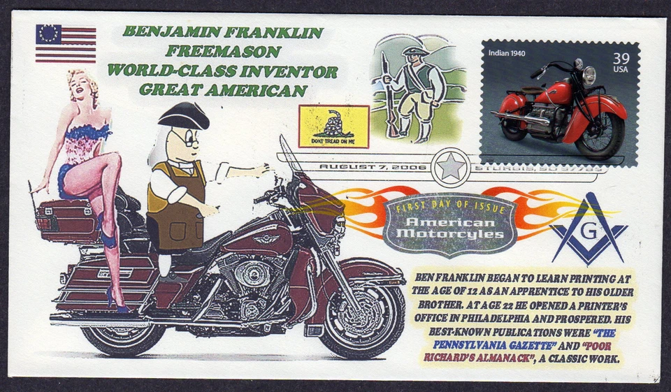 2006  1940 INDIAN MOTORCYCLE (4085) - Unknown-Maker BEN FRANKLIN & MM FDC NW686 - Image 1 of 1