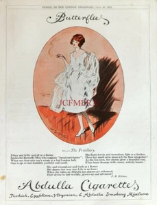ABDULLA Cigarettes 'Butterfiles No.6' 1921 Advert: Antique Print by LEWIS BAUMER - Picture 1 of 2