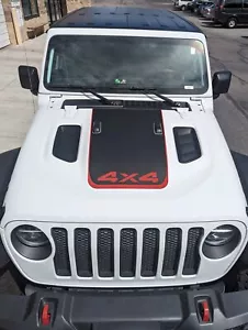 Fits 2018-2025 Jeep Jl Jt Wrangler Rubicon Gladiator Hood Stripe Vinyl 4x4 V2 - Picture 1 of 4