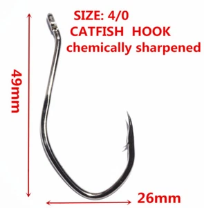 50 Stück 4/0 Big River geschärfte Welshaken Offset Kohlenstoffstahl Angelhaken - Bild 1 von 4