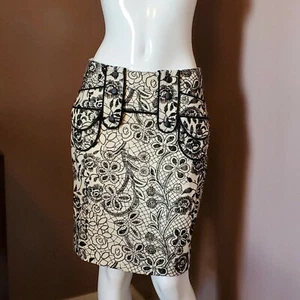 ETCETERA ecru & black wool blend skirt size 2 - Picture 1 of 6