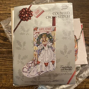 VTG CANDAMAR SOMETHING SPECIAL  Candlelight Cross Stitch STOCKING KIT #50361 - Picture 1 of 4