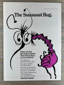 Avis Rent A Car The Ssssssssst Bug Flat Tires Tries Harder 1968 Vintage Print Ad - Picture 1 of 1
