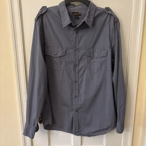 Men’s Helix Blue Gray long sleeve casual button up Shirt size L Cotton Spandex - Picture 1 of 4