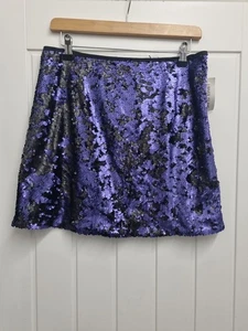 BNWT River Island Blue Sequinned Skirt Size 12 - Picture 1 of 5