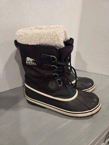 Sorel Snow Boots Winter Carnival Women 9.5 Black Waterproof Felt Lined Lace Up - Picture 1 of 9