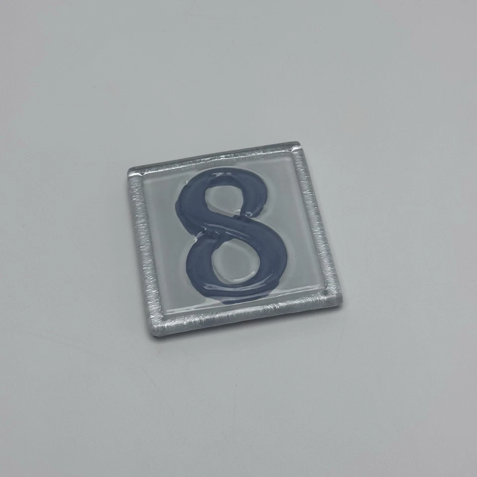 Ceramic Tile Hand painted Number 8 Blue And White Magnet 2 1/2” Square - Image 1 of 2