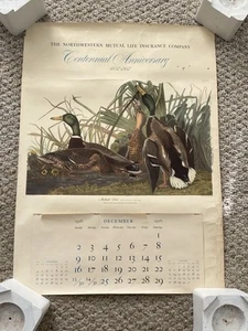 Calendario Publicitario Original 1957 "Pato Mallard" Impresión Litográfica por John Audubon - Imagen 1 de 16