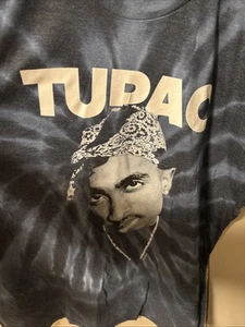 Tupac Mens XL Dark Blue Tie Dye T Shirt Rap Hip Hop Retro Design New With Tags - Picture 1 of 7
