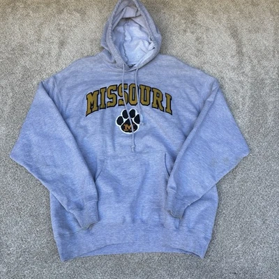Sudadera con capucha gris letra elevada Majestic University of Missouri Tigers XL para hombre Foto 1 de 4