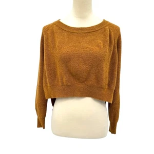 Mes Demoiselles Paris 2/4 Brown Cashmere Wool Blend Knit LongSleeve Crop Sweater - Picture 1 of 12