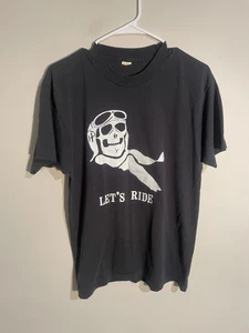 Vintage 80’s Harley Davidson Let’s Ride Skeleton Bumfuk Egypt Bad Bob’s Size L - Picture 1 of 9