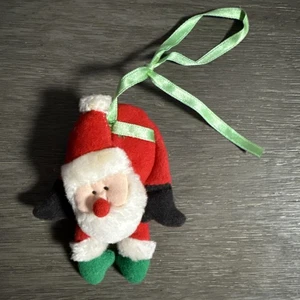 RUSS #2120 Felt Bending Over Santa Ornament with Green Satin Ribbon Hanger - Picture 1 of 5