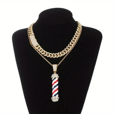 COLLAR HIP HOP CADENA CUERDA 20" COLGANTE POSTE BARBER SHOP CADENA CUBANA HELADA 18" Foto 1 de 4