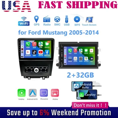 For 2005-2014 Ford Mustang Apple Carplay Car Radio Android 12.0 Navi GPS Player - Image 1 of 4
