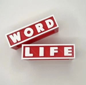 Word Life knuckles 3d Printed Red And White - Picture 1 of 3