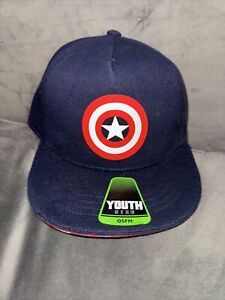 Marvel's Kids Captain America Hat Avengers Blue Youth OSFM  
