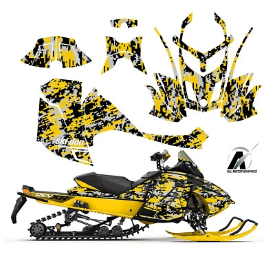 Ski Doo REV XR GSX Renegade MXZ 1200 graphic kit wrap 2007-15 Yellow Digit Camo - Image 1 of 4