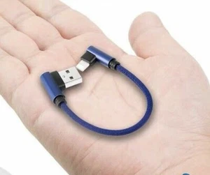 Câble de charge USB court 12 cm pour iPhone 12 X 11+9+8+7+6+ iPad |90° angle droit - Photo 1 sur 6