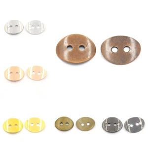 100pcs Brass Curved Oval Buttons Smooth Leather Wrap Bracelet Clasps 2-Hole 14mm - Picture 1 of 11