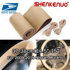 14.5"-15" Steering Wheel Cover Genuine Leather Beige For 2009-2014 Nissan Murano - Picture 1 of 12