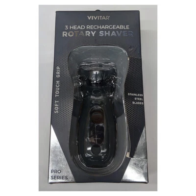 Afeitadora giratoria recargable Vivitar de 3 cabezales agarre suave al tacto con recortadora emergente Foto 1 de 2