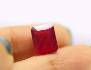 5.80 Ct Red Color Natural Loose Ruby Octagon Cut 10 x 8 mm Thailand Gemstone - Picture 1 of 17