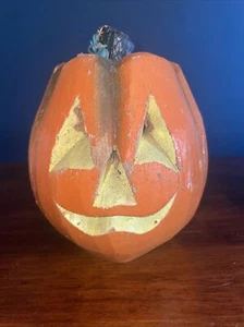 Halloween Jack O Laterne Kürbis handgeschnitzt Kokosnuss Urlaub Dekoration 7 Zoll - Bild 1 von 12