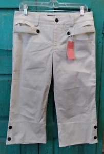NWT  Womens/Jrs tan FLAMINGO BRAND khaki Crop Pants Sz Medium 8 - Picture 1 of 6