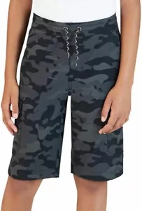 Weatherproof Vintage Youth Boy's Pull-on Tech Cargo Short Blk Camo Med 10/12 - Picture 1 of 12
