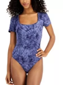 JENNI Intimate Square Neck Ribbed Bodysuit Blue Swirl Tie Dye - Bild 1 von 3