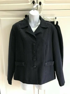 Pre-Owned Women's Spago Blazer/Skirt Set size 10 Black with Lines - Picture 1 of 8