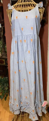 Lolly Wolly Doodle niñas talla. 14 Azul Oxford erizo de mar volantes vestido de sol nuevo con etiquetas Foto 1 de 4